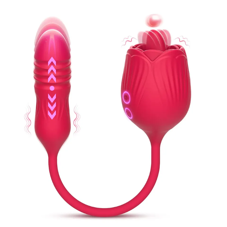 Image for Purple Suction Rose And Dick Vibrator